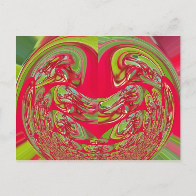 Beautiful Red and Green Texture Color Abstract Art Postcard (Front)