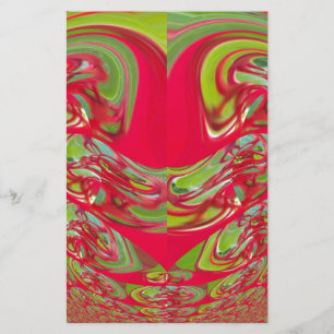 Beautiful Red and Green Texture Color Abstract Art Stationery