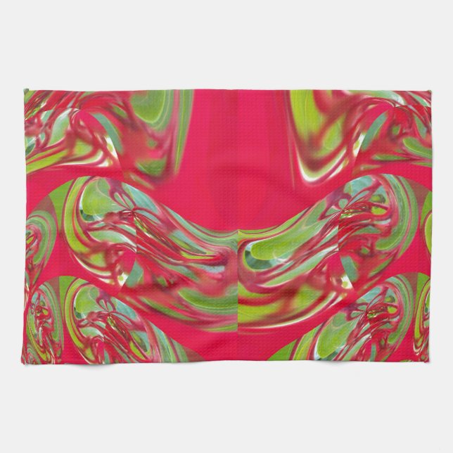 Beautiful Red and Green Texture Color Abstract Art Towel (Horizontal)