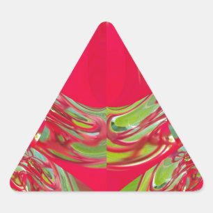 Beautiful Red and Green Texture Color Abstract Art Triangle Sticker