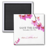 Beautiful Red And Hot Pink Orchids Save The Date Magnet at Zazzle