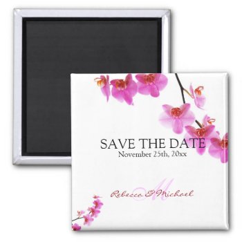 Beautiful Red And Hot Pink Orchids Save The Date Magnet by weddingsNthings at Zazzle
