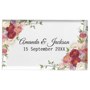 Beautiful Red and Pink Floral Place Card Holder