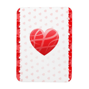 Beautiful red and pink hearts postcard magnet