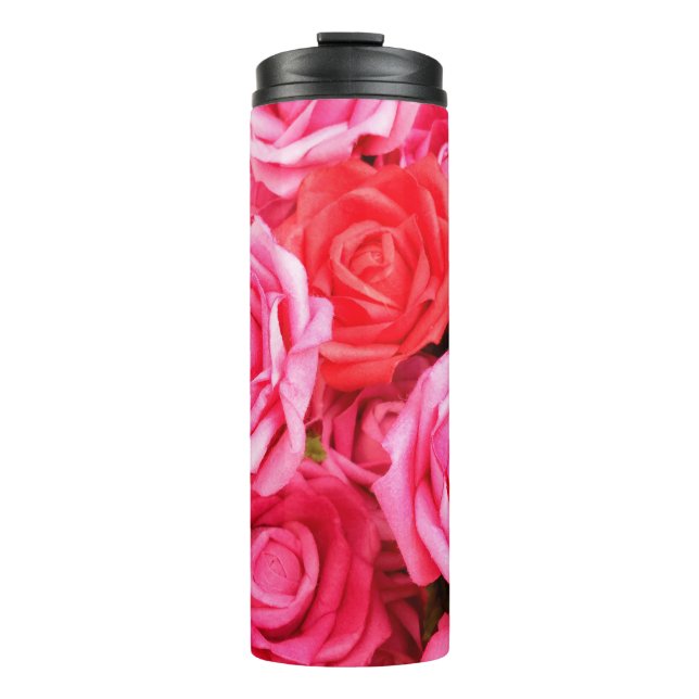 Beautiful red and pink roses thermal tumbler (Front)