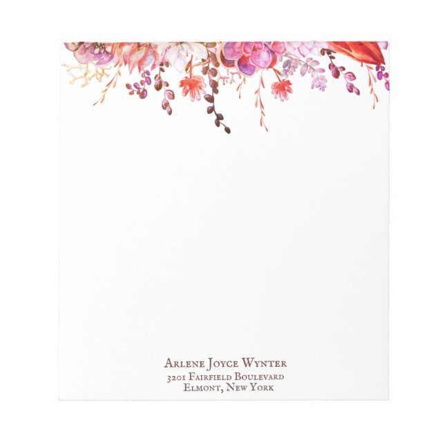 Beautiful Red and Purple Arrangement Notepad (Front)