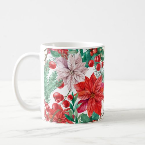 Beautiful red and white Christmas poinsettia Coffee Mug