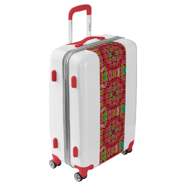 Beautiful Red and White Colorful Floral Pattern Luggage (Rotated Left)