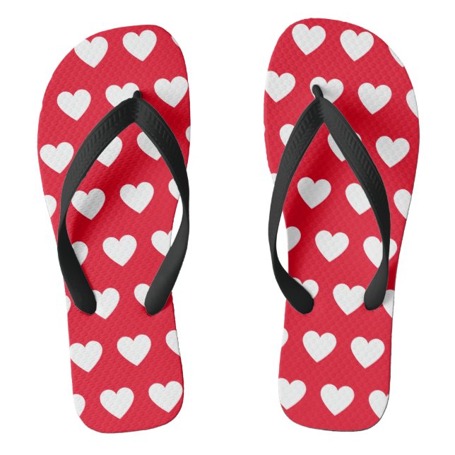 Beautiful red and white hearts printed flip flops (Footbed)