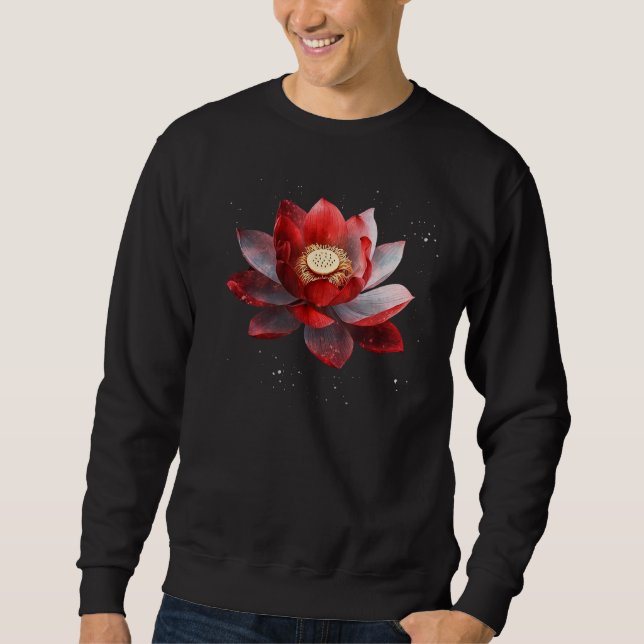 Beautiful red and white lotus flower spreckels blo sweatshirt (Front)