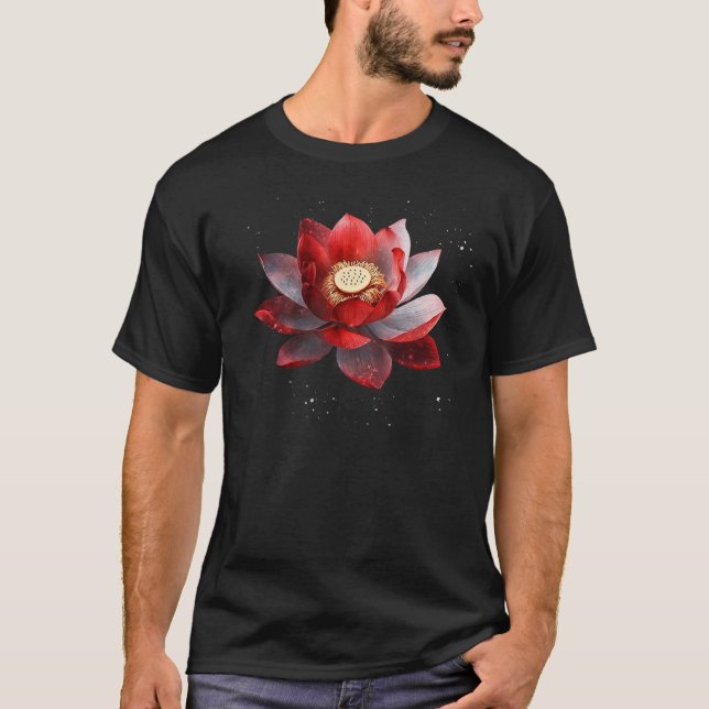 Beautiful red and white lotus flower spreckels blo T-Shirt (Front)