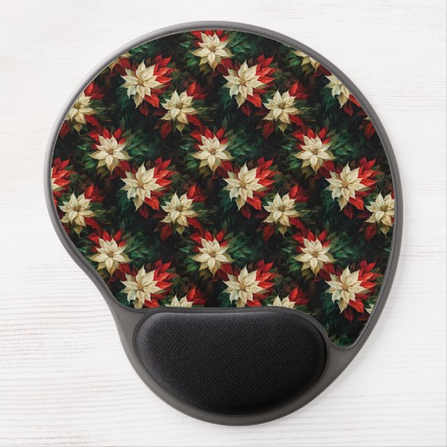 Beautiful Red and White Poinsettias Gel Mouse Pad (Front)