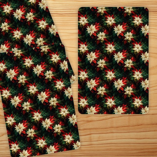 Beautiful Red and White Poinsettias Poker Cards (Creator Uploaded)