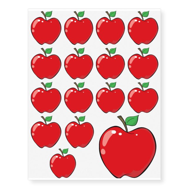 Beautiful Red Apple Fruit Temporary Tattoos (Front)