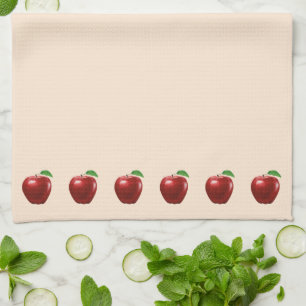 Beautiful Red Apples on Light Beige Kitchen Towel