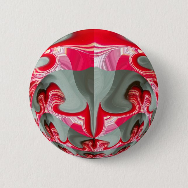 beautiful Red ash gray geometric motif ART design Button (Front)