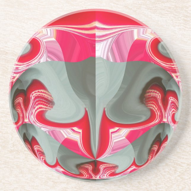 beautiful Red ash gray geometric motif ART design Coaster (Front)