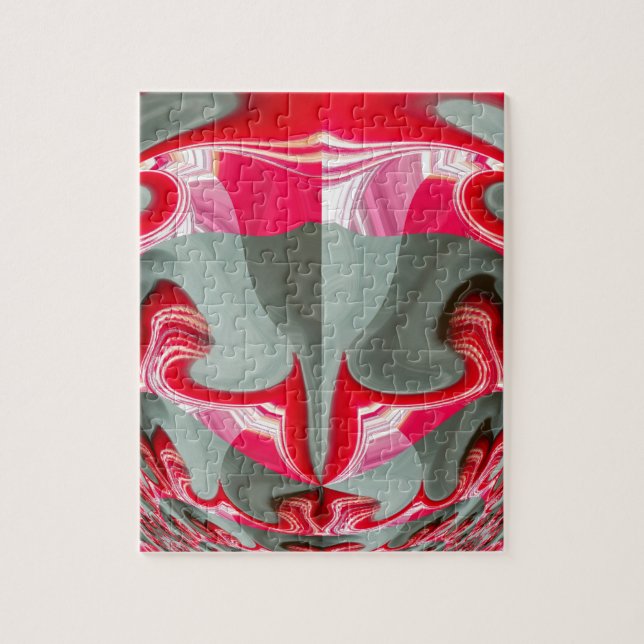 beautiful Red ash gray geometric motif ART design Jigsaw Puzzle (Vertical)