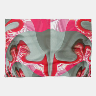 Beautiful Red ash gray geometric motif ART design Kitchen Towel