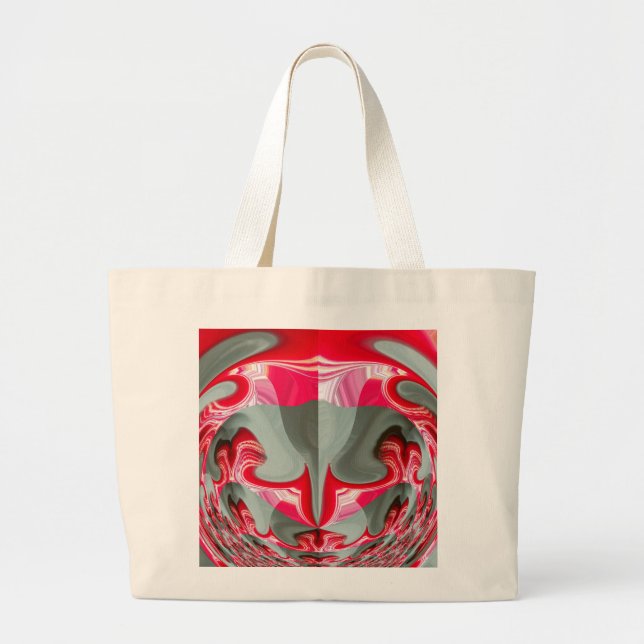 Beautiful Red ash gray geometric motif ART design Large Tote Bag (Front)