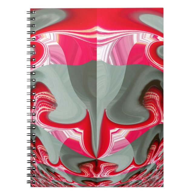 beautiful Red ash gray geometric motif ART design Notebook (Front)