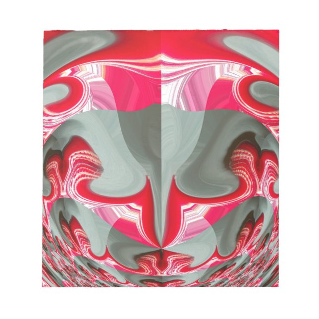 Beautiful Red ash gray geometric motif ART design Notepad (Front)