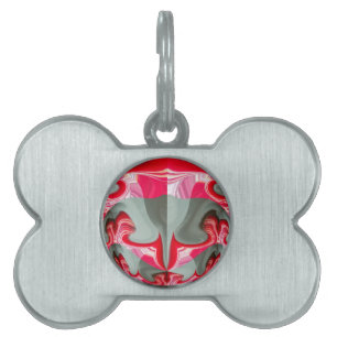 Beautiful Red ash gray geometric motif ART design Pet ID Tag