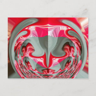 beautiful Red ash gray geometric motif ART design Postcard