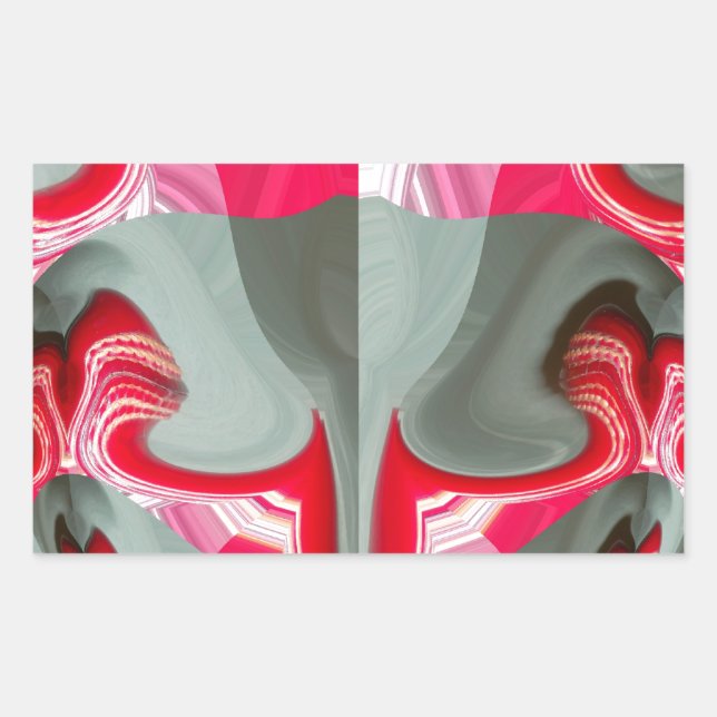 beautiful Red ash gray geometric motif ART design Rectangular Sticker (Front)