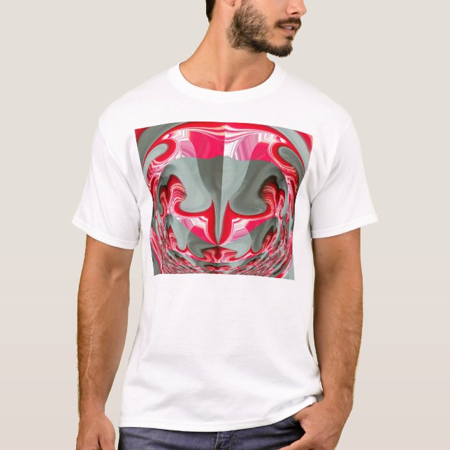 beautiful Red ash gray geometric motif ART design T-Shirt (Front)