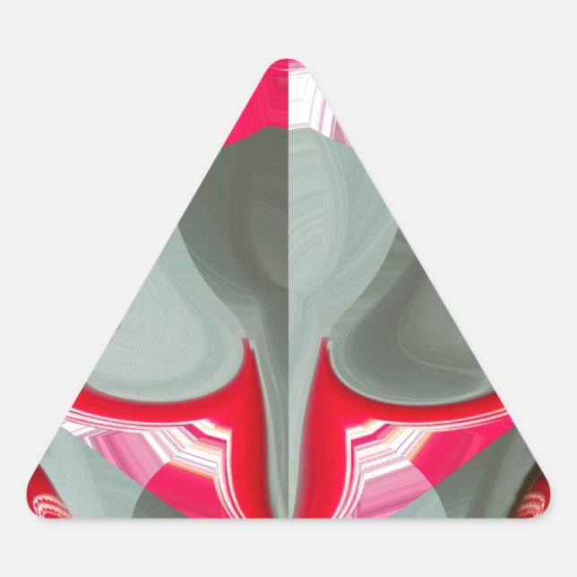 beautiful Red ash gray geometric motif ART design Triangle Sticker (Front)