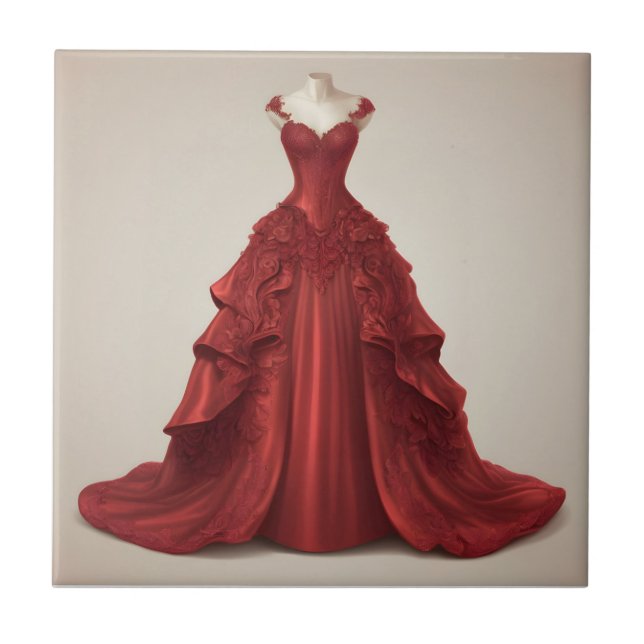 Beautiful red ballgown ceramic tile (Front)