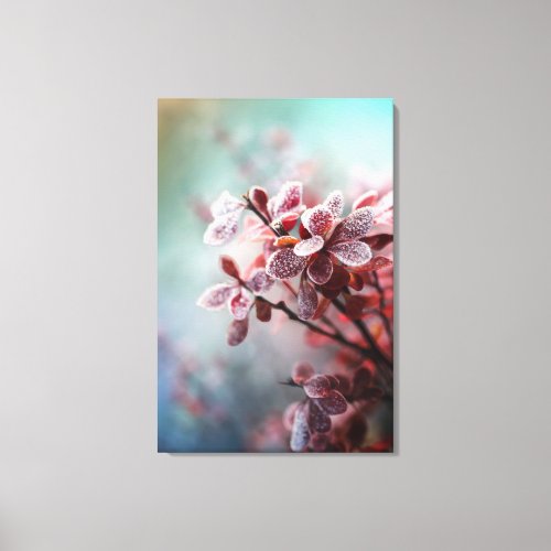 Beautiful Red Barberry Plant Flower Canvas Print