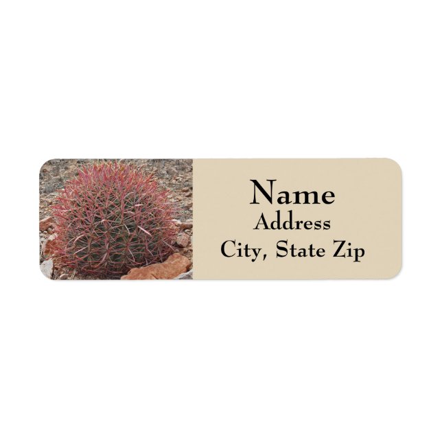 Beautiful Red Barrel Cactus Desert Plant Address Label (Front)