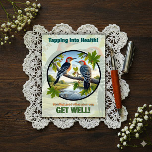 Beautiful Red-bellied Woodpeckers Get Well  Postcard