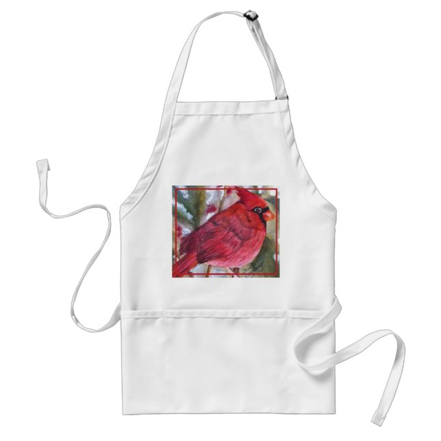 Beautiful Red Bird Adult Apron (Front)