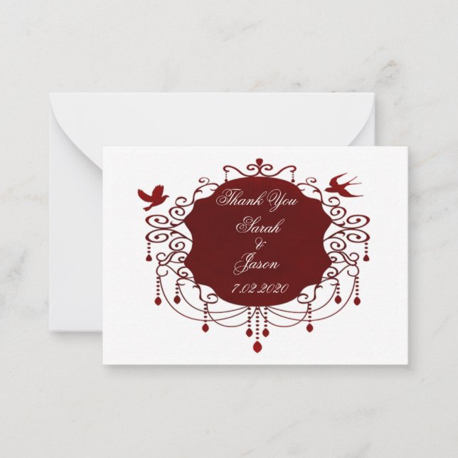 Beautiful Red Birds Thank You Note Card (Front)