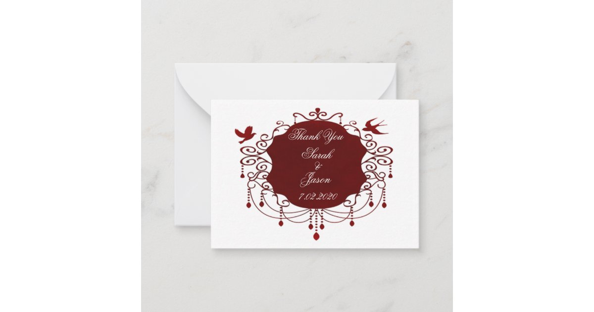 Beautiful Red Birds Thank You Note Card | Zazzle