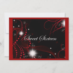 Beautiful, Red Black,Sweet Sixteen Invitation