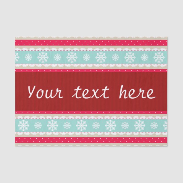 Beautiful Red Blue Christmas Pattern Custom Text Tissue Paper (Front)