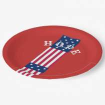 Beautiful Red Blue White Star Hope USA Paper Plates