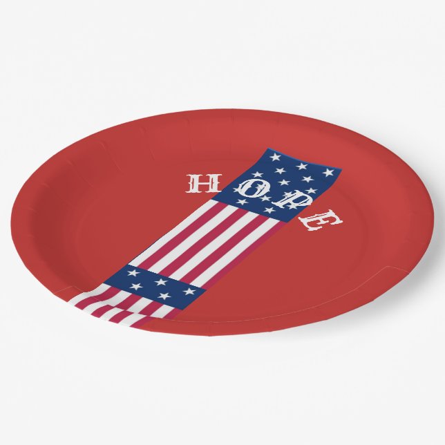 Beautiful Red Blue White Star Hope USA  Paper Plates (Angled)