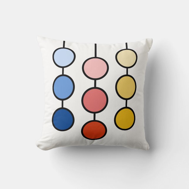Beautiful Red Blue Yellow Hanging Circles Throw Pillow (Front)