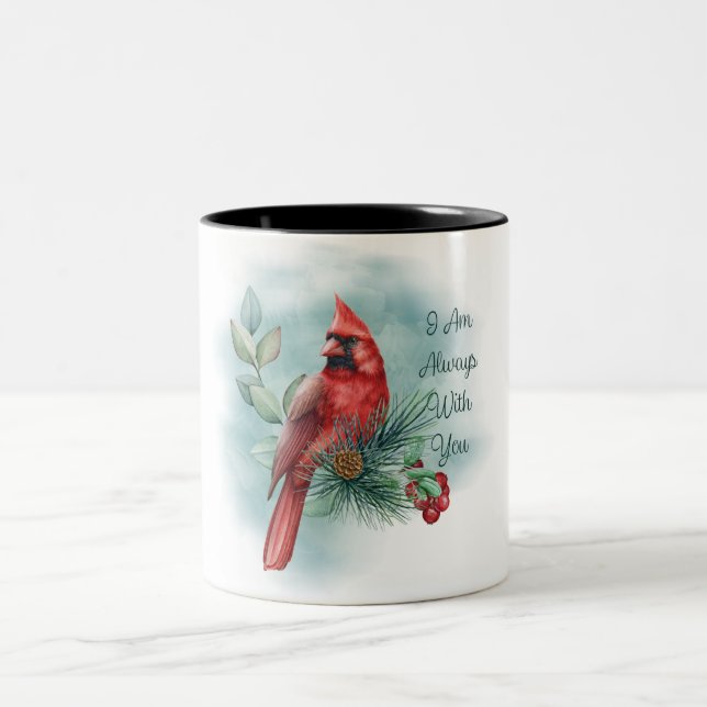 Beautiful Red Cardinal/Bereavement Two-Tone Coffee Mug (Center)