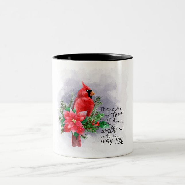 Beautiful Red Cardinal/Bereavement Two-Tone Coffee Mug (Center)