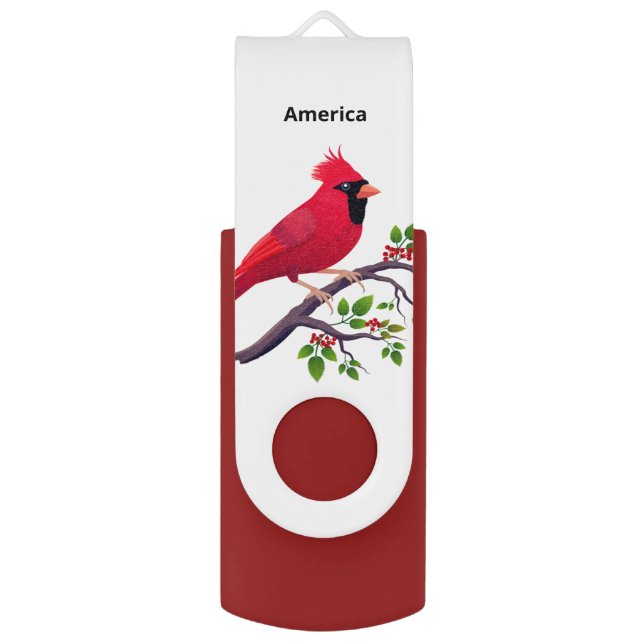 Beautiful Red Cardinal Bird  Flash Drive (Front Vertical)