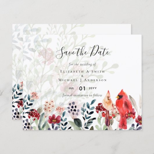Beautiful RED CARDINAL Birds Wedding (Front/Back)
