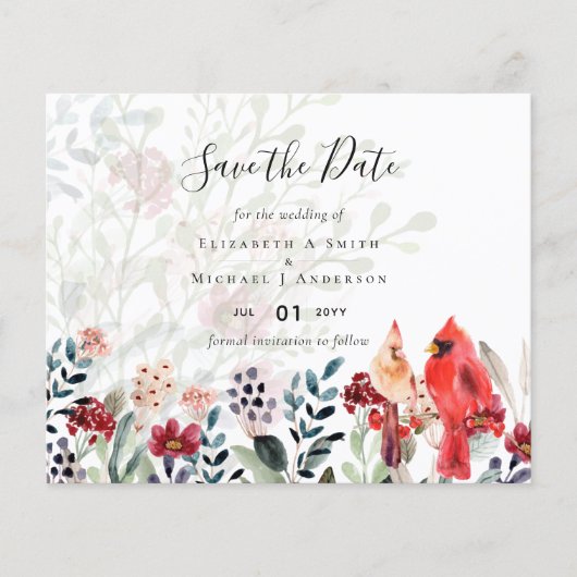 Beautiful RED CARDINAL Birds Wedding (Front)
