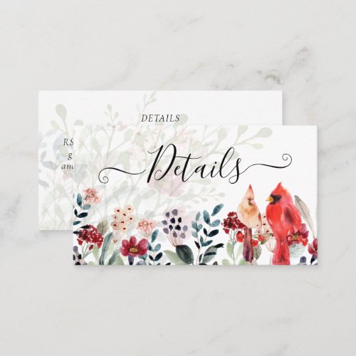 Beautiful RED CARDINAL Birds Wedding Business Card