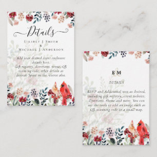 Beautiful RED CARDINAL Birds Wedding Enclosure Card
